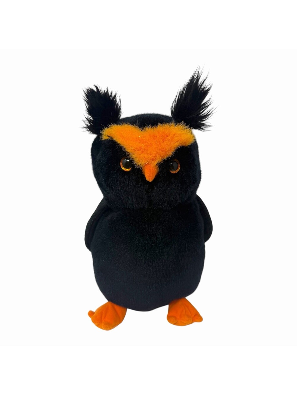 Ty Beanie Babies Midnight the Owl Black Orange Glitter Wings Plush Bird 2004